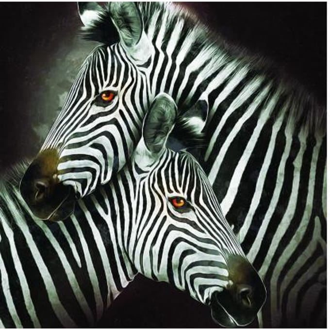 Crystal Art - Diamond painting - Zebra Hugs - 30×30 cm - Partial
