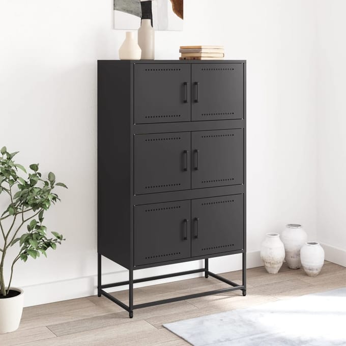 vidaXL - Dressoir - 68,5x38,5x123,5 - cm - staal - zwart