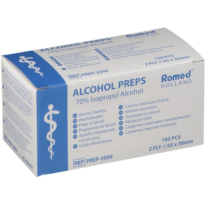 Romed Alcoholdoekjes - 100 stuks - Individueel Verpakt