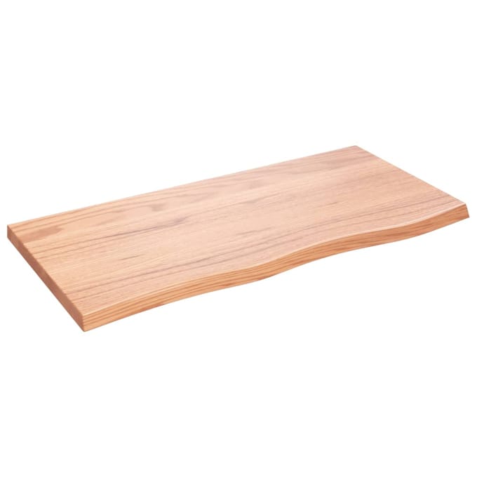 vidaXL - Wastafelblad - 100x50x(2-4) - cm - behandeld - massief - hout - lichtbruin
