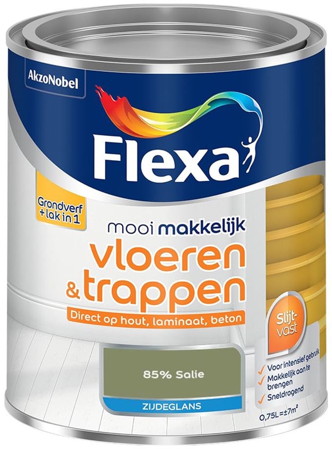 Flexa - Mooi Makkelijk Vloeren & Trappen Zijdeglans - 85% Salie - Mengverf - 750 Ml