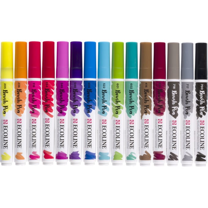 Brushpen Talens Ecoline set à 15 stuks assorti