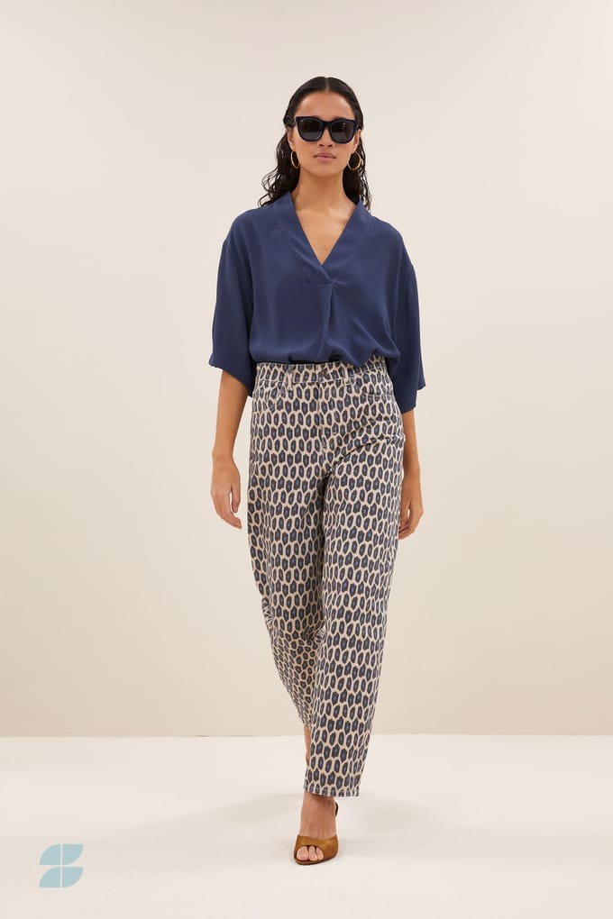 By-Bar Lew Paris Cheetah Pants Paris Cheetah Maat: M | Wijde Broeken Outlet | Dames | Beige