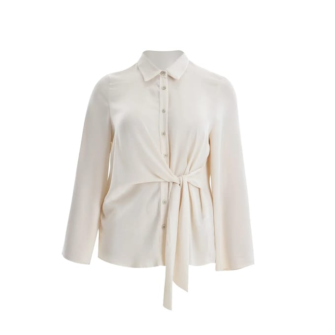 Satin Lange Mouwen Ceintuur Blouse Dames Mat Fashion