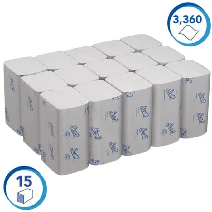 SCOTT®handdoeken Performance  interfold, 1-laag, B 315 x L 215 mm, wit, 3180 doekjes