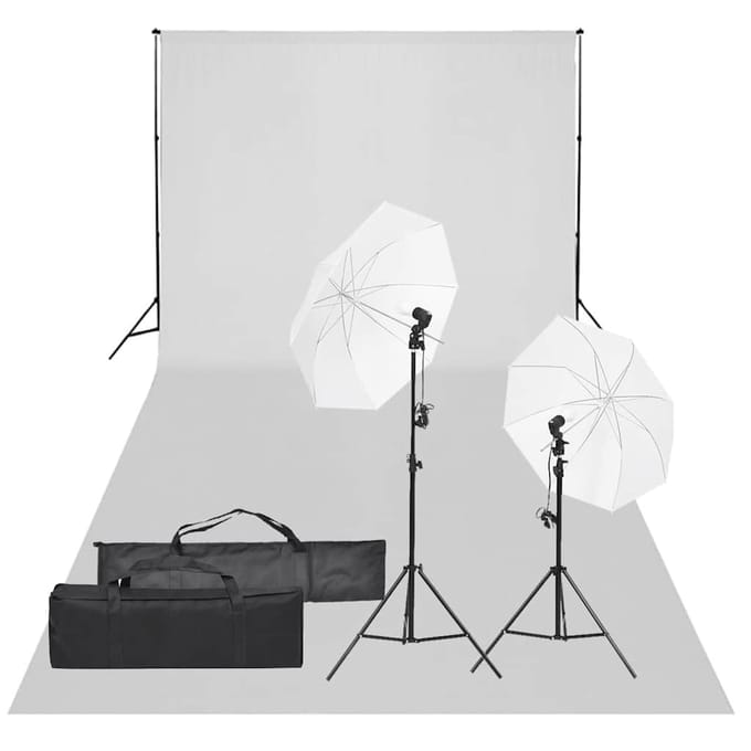 vidaXL - Fotostudioset - met - verlichtingsset - en - achtergrond