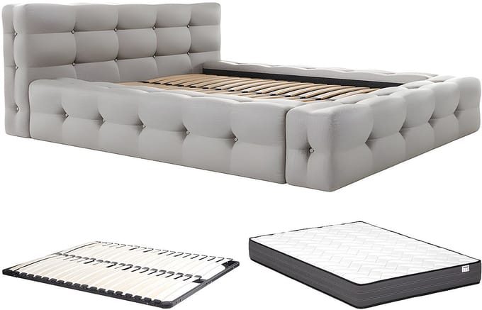 Vente-unique Bedframe stof lichtgrijs 140 x 190 cm