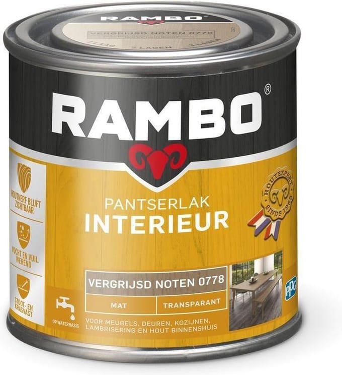 Rambo Pantserlak Interieur Transparant Mat - Vergrijsd noten   8716242887584   Verf   Lakverf Binnen