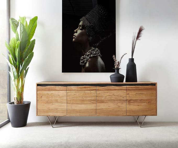 Commode Stonegrace natuur 200x45x55 cm acacia 4 deuren