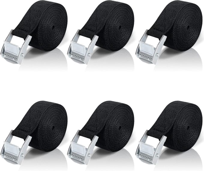 Korte Spanbanden met Ratel - 2m, 6 Stuks voor Fiets, Auto en Camping