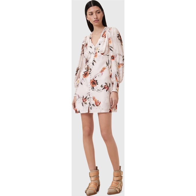 AllSaints Auden Dress Unity Ecru White Größe: 2 | Minikleider Outlet | Damen | Braun
