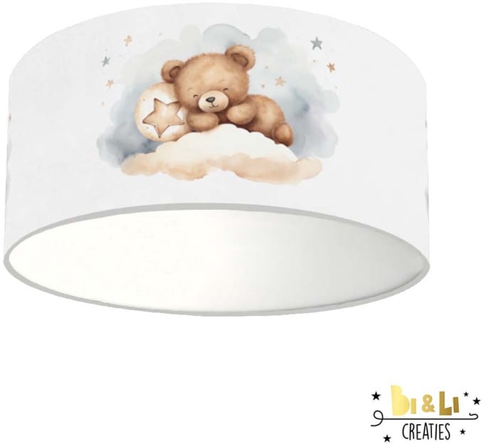 Plafondlamp Beer op wolk-sfeerverlichting-kinderkamer-incl diffuser-beer-incl plafondfitting-wolk