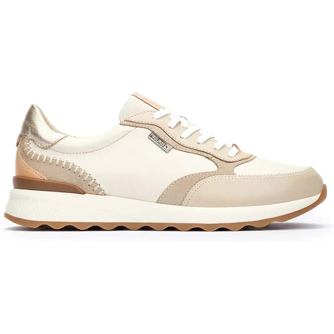 Pikolinos damessneakers van beige leer met vetersluiting - Arrecife