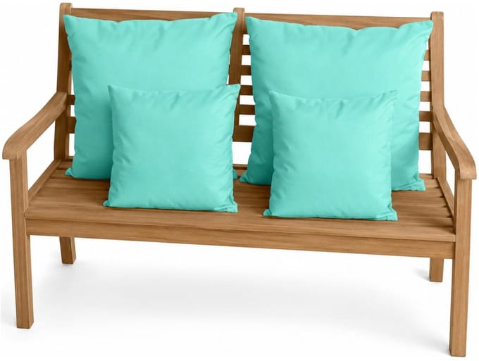 Anna Collection Bank/tuin kussens set - binnen/buiten - 4x stuks - turquoise blauw - In 2 formaten