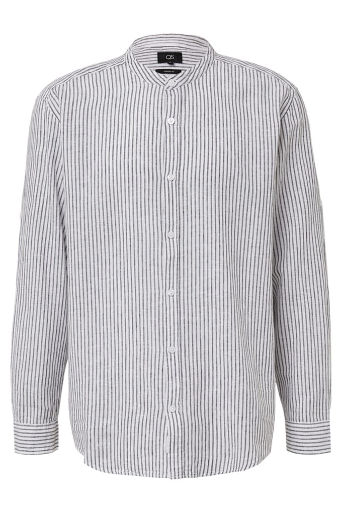 Gestreepte lange mouwen blouse in linnenmix QS