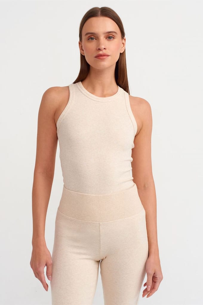 Geribbelde Haltertop Mouwloze Blouse