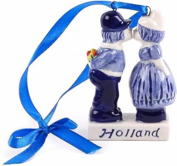 Matix - kerstboomversiering - boer en boerin - per stuk -  delftsblauw