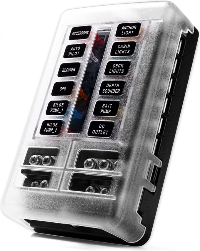 Immers ledlights Zekeringhouder 12 - met led indicatoren - 12/24V - 138 x 88mm