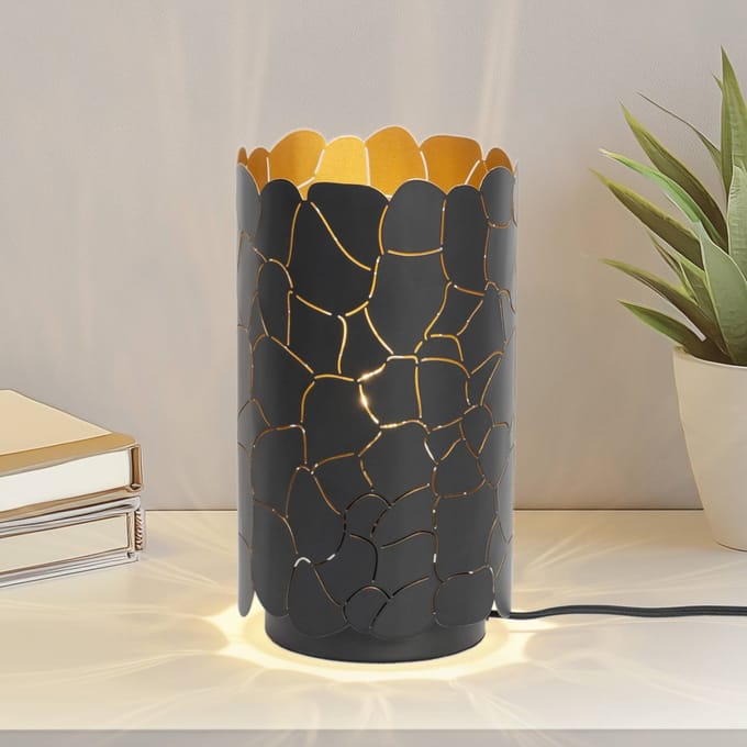 Lindby - Tafellamp - 1licht - Metaal - H: 26.5 cm - E27 - zwart, goud