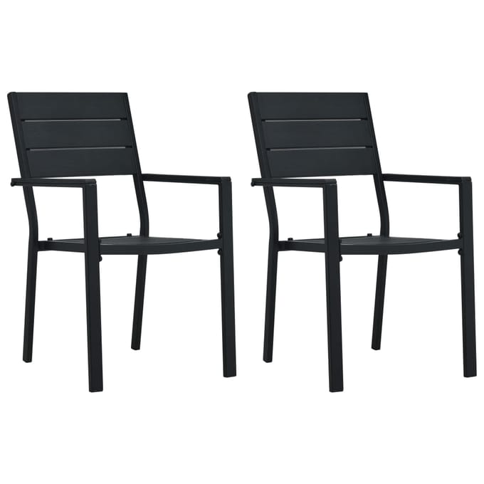 vidaXL - Tuinstoelen - 2 - st - hout-look - HDPE - zwart