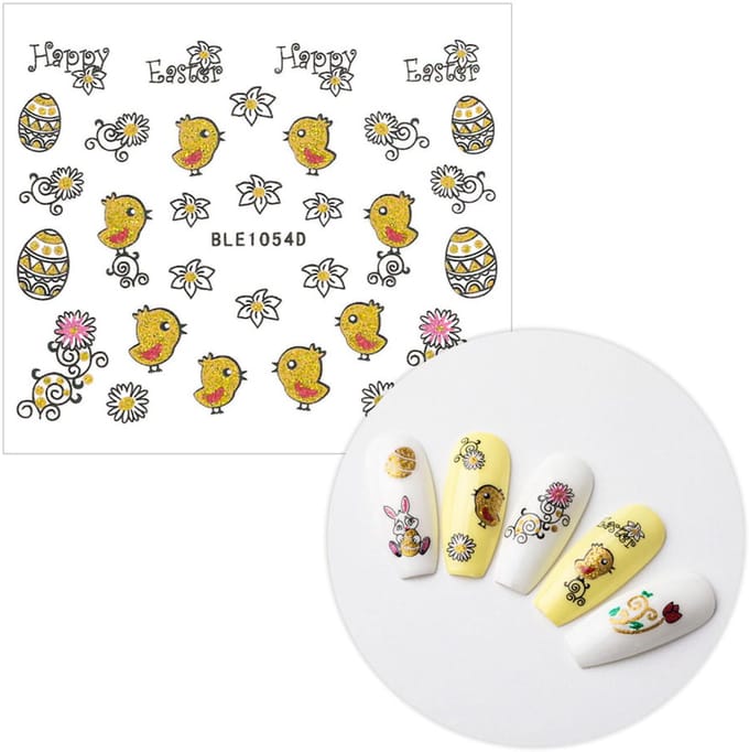 Allepaznokcie - Nagelstickers - Zelfklevend - Glitter - Pasen - 3D