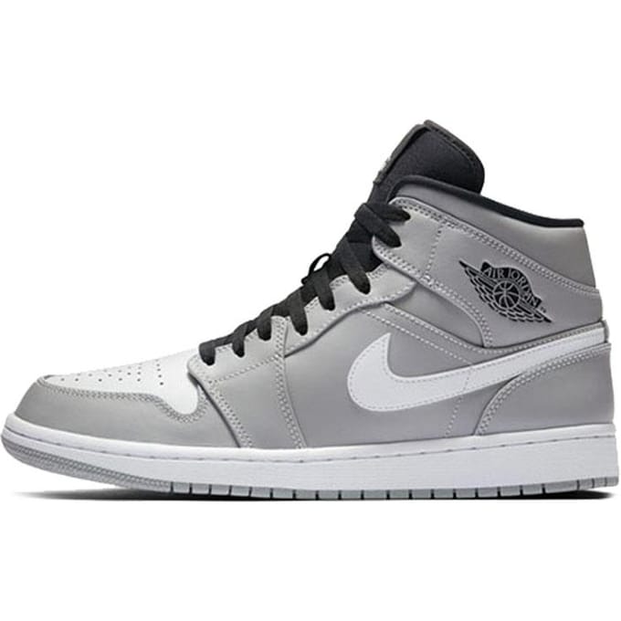 Jordan 1 Mid Gris Loup Noir Blanc 554724-046 44