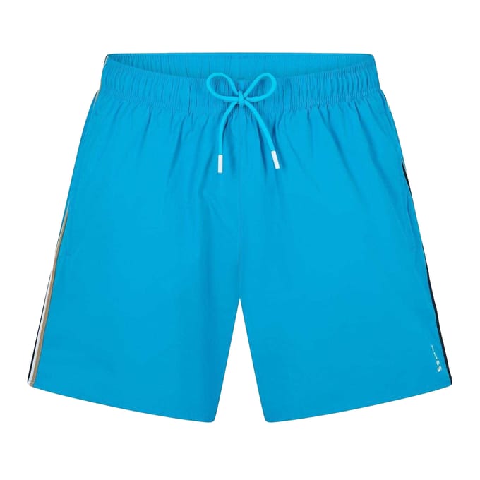 Boss Heren Iconic Zijstreep Zwemshort (Turquoise/Aqua)