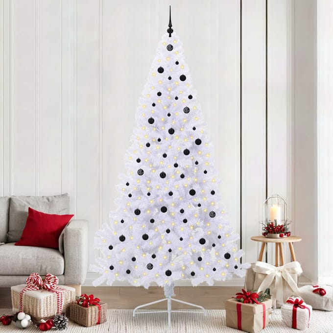 vidaXL Kunstkerstboom Wit 240 cm PVC en staal