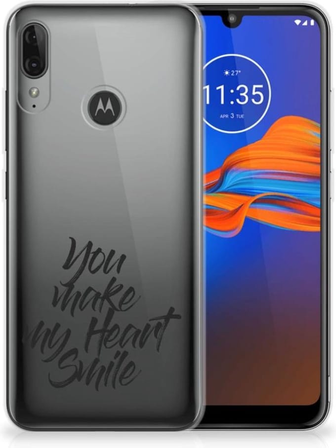Motorola Moto E6 Plus Siliconen hoesje met naam Heart Smile