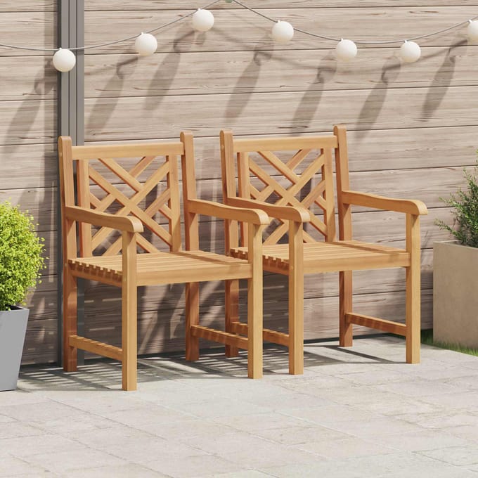 vidaXL Tuinstoel 2 pcs 60 x 58 x 90 cm Massief Teakhout