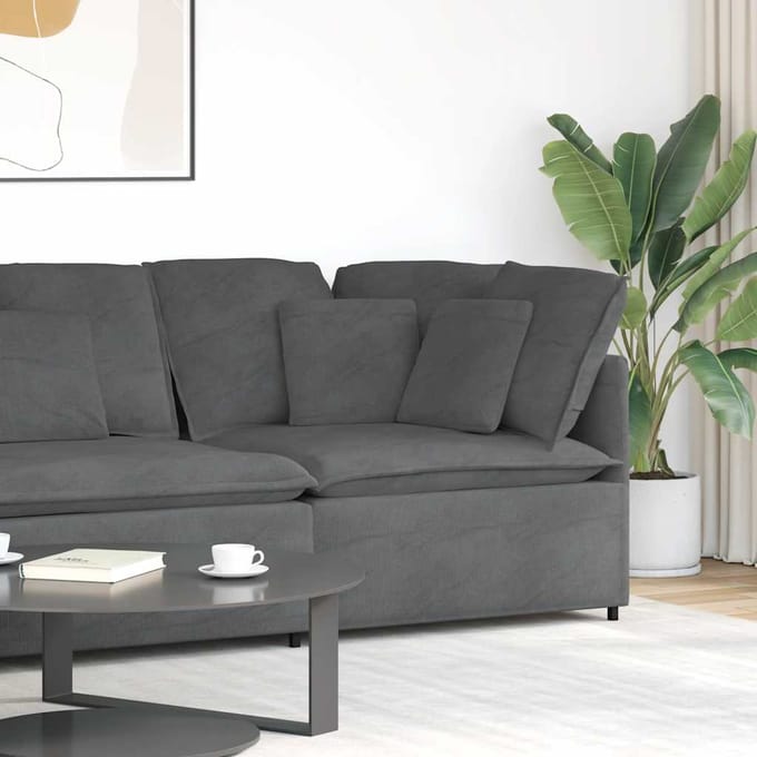 vidaXL - Modulaire - hoekbank - met - kussens - 100 - cm - donkergrijs