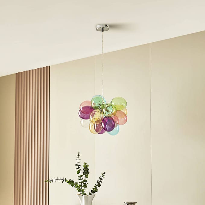 Lucande - hanglamp - 3lichts - glas - H: 30 cm - G9 - meerkleurig