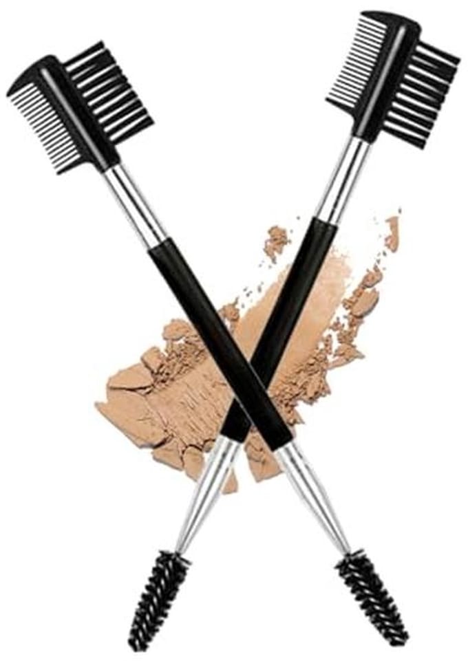 2 Stuks 3-in-1 Wenkbrauw en Wimper Borstel set voor Make-up