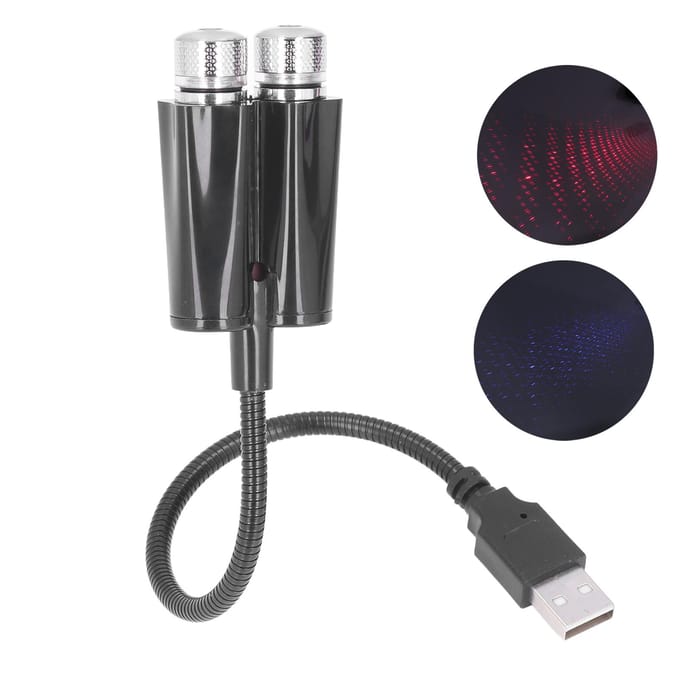 Auto USB Omgevingsprojector Licht Rood Blauw Verlichting Plug en Play Vrij Buigbaar Flexibel Spraakbesturing gray