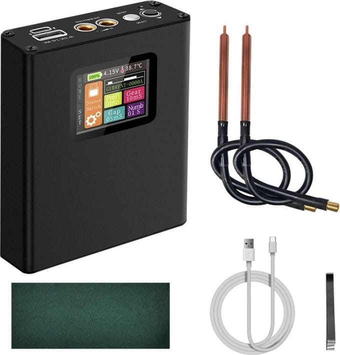 MKSS® Puntlasapparaat - Mini Puntlasser – Draagbare Lasser – Klein Formaat – 2 Laspennen - Zwart
