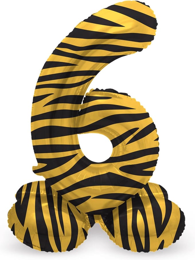 Staande Folieballon Cijfer 6 Tiger Chic - 41 cm