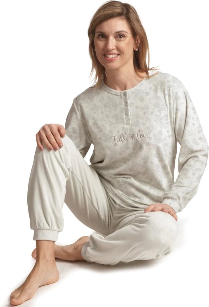 Cocodream dames pyjama velours - maat XL - Fall in love - mint