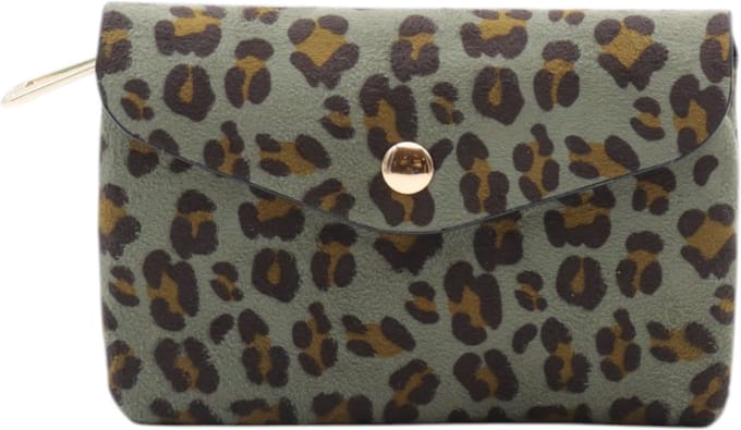 Portemonnee - Flora & Co - suedelook - animal print - kaki