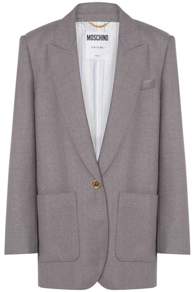 Moschino Gold Button Oversized Jacket Grey Größe: 48 | Outlet | Damen | Grau