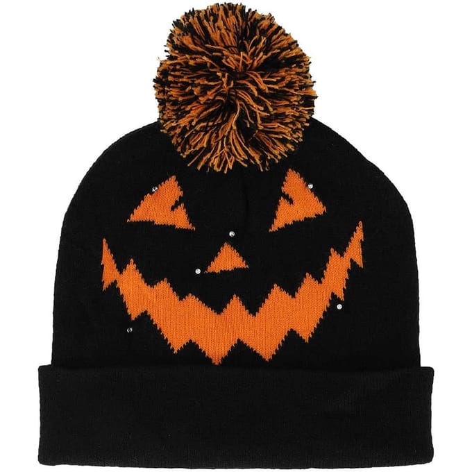 Beanie Halloween met Led - Zwart - One Size