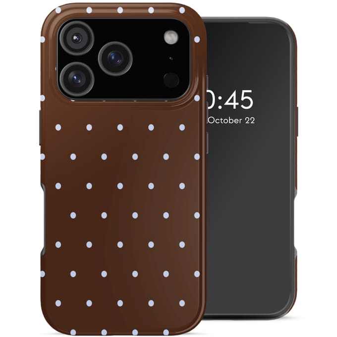 Selencia Hoesje - Geschikt voor Apple iPhone 18 Pro / 17 Pro - Backcover - Happy Dots Chocolate