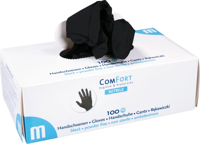ComFort - Nitril Handschoenen - ongepoederd - 4 gram - Zwart - per 100 stuks