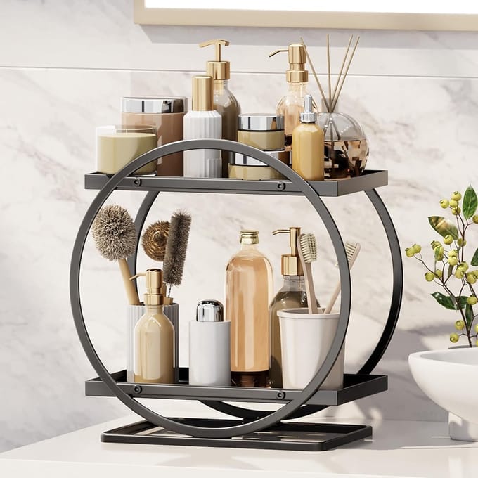 & keuken opbergrek, badkamer planken, plank organizer - zwart