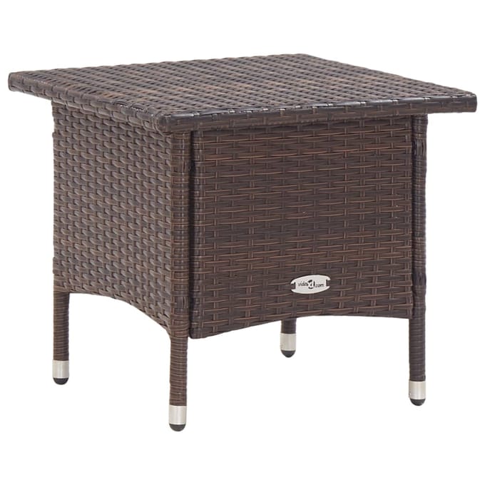 vidaXL - Theetafel - 50x50x47 - cm - poly - rattan - bruin
