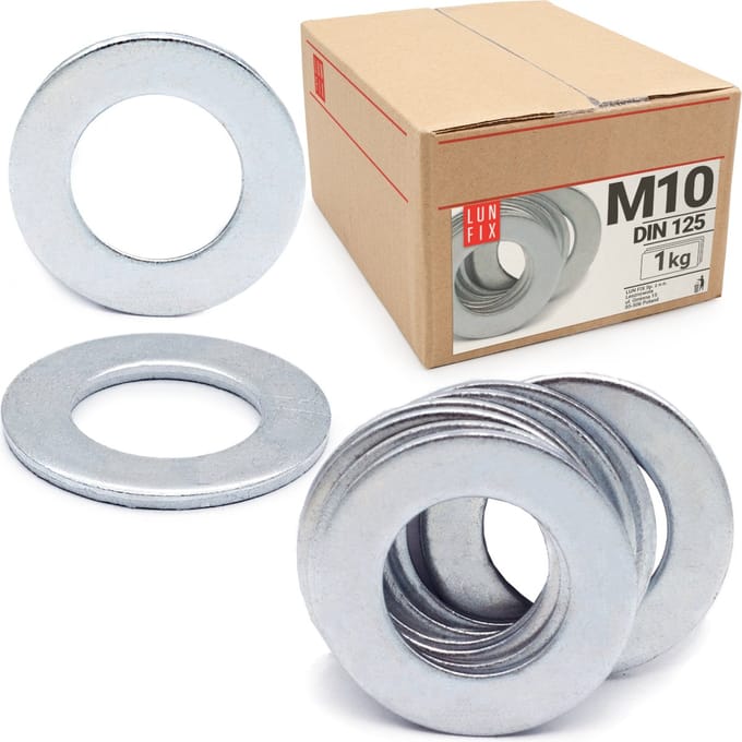 LUN FIX - Platte sluitring M10 verzinkt DIN 125 - 1kg