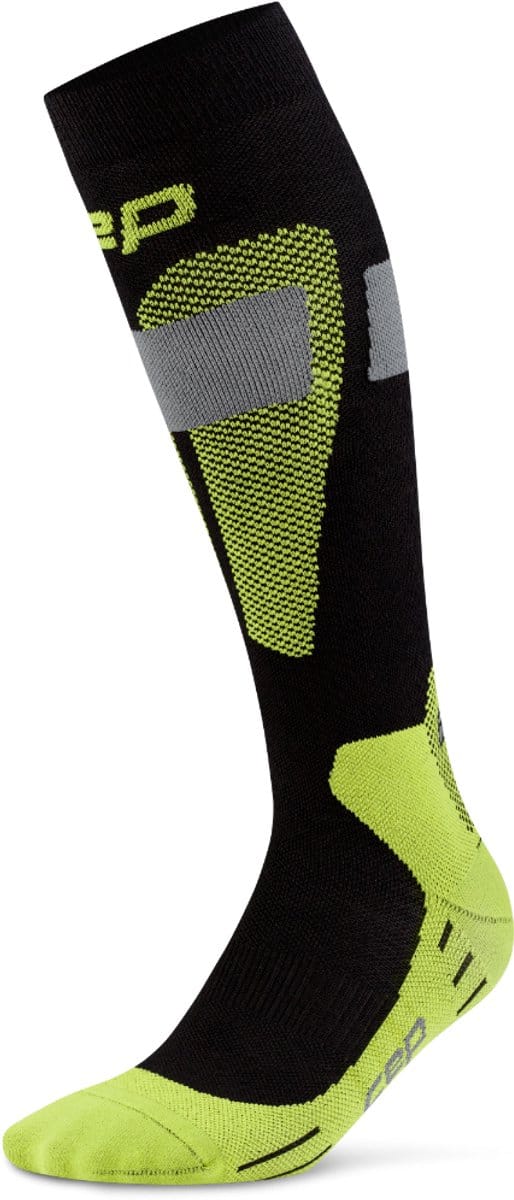 CEP Ski Merino Compressiekousen 3.0 - Zwart/groen