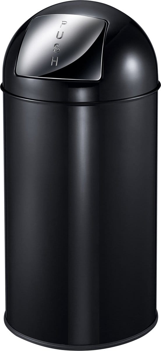 EKO - Pushcan 40 liter - Steel - zwart - Prullenbak