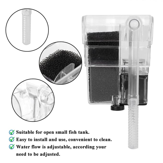 3-in-1 Onderwaterpomp Waterval Filter Waterzuiveraar voor Vis Tank Aquarium gray