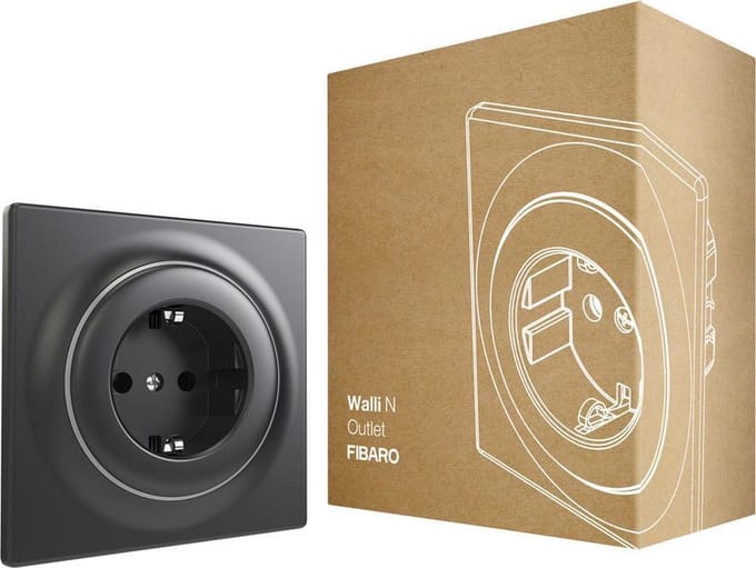 FIBARO Walli N Outlet type F - Antraciet - Klassiek basiselement