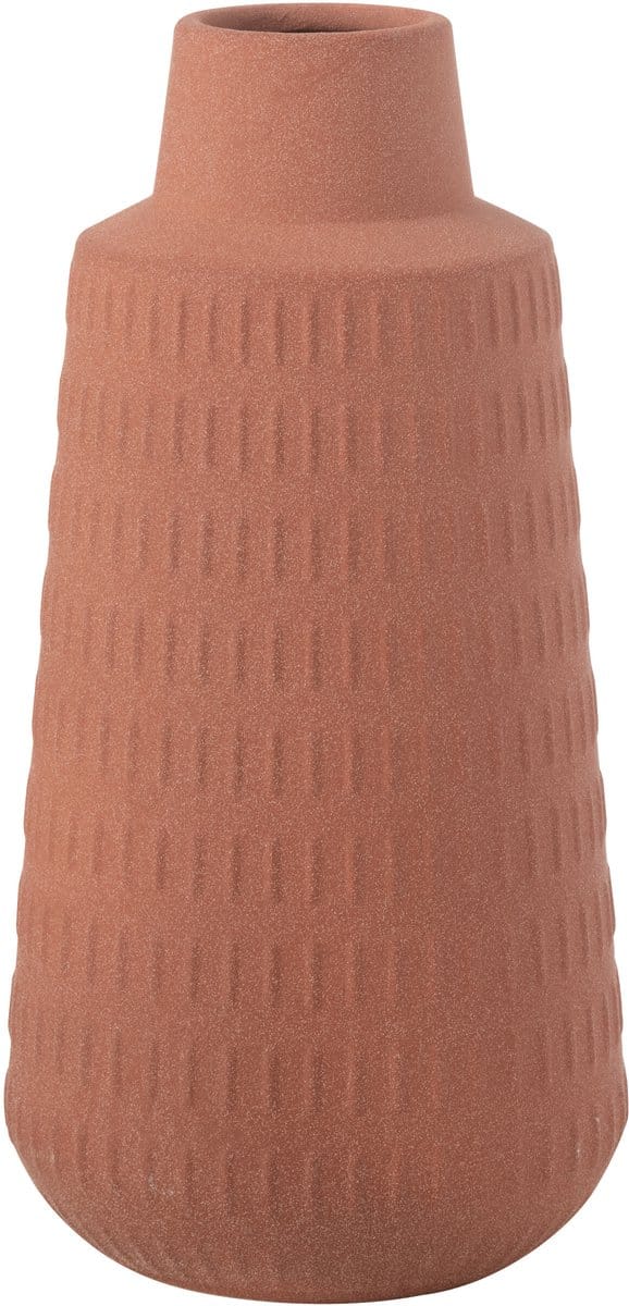 J-Line vaas Ria Gekerfd - porselein - terracotta - large - 31 cm hoog